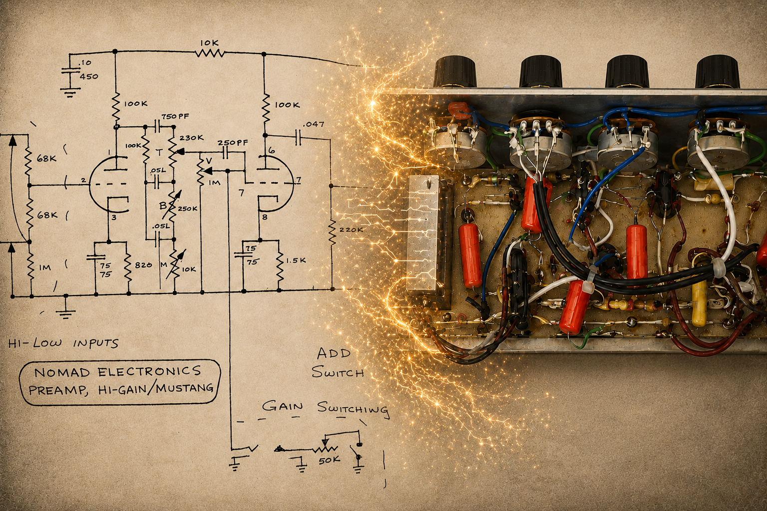 Schematic to finished preamp